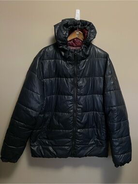 Point Zero Charcoal Grey & Burgundy Reversible Puffer Jacket Men’s XL